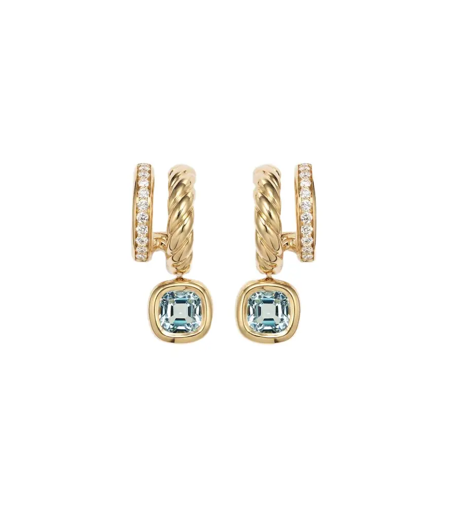 David Yurman DY Mercer 18kt gold earrings with topaz and diamonds