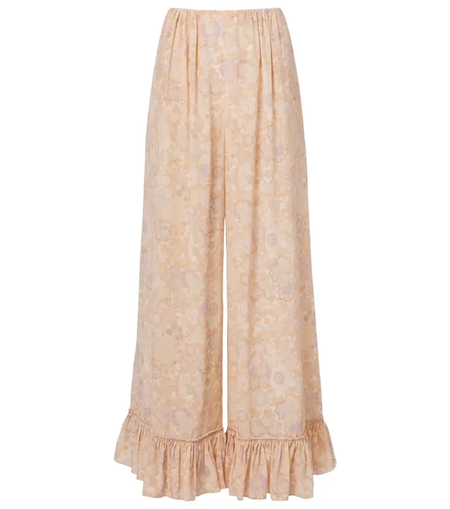 Chloe Chloé Floral ruffled silk wide-leg pants - Women's Clothing