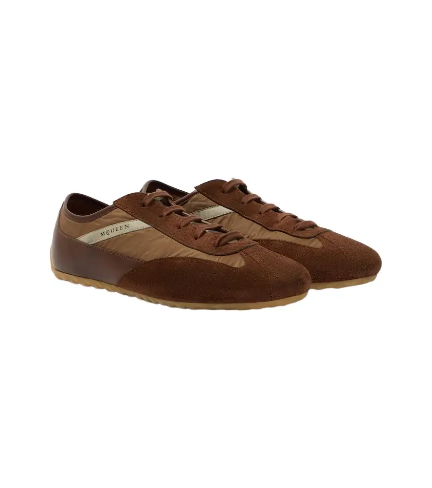 McQueen Suede-trimmed sneakers