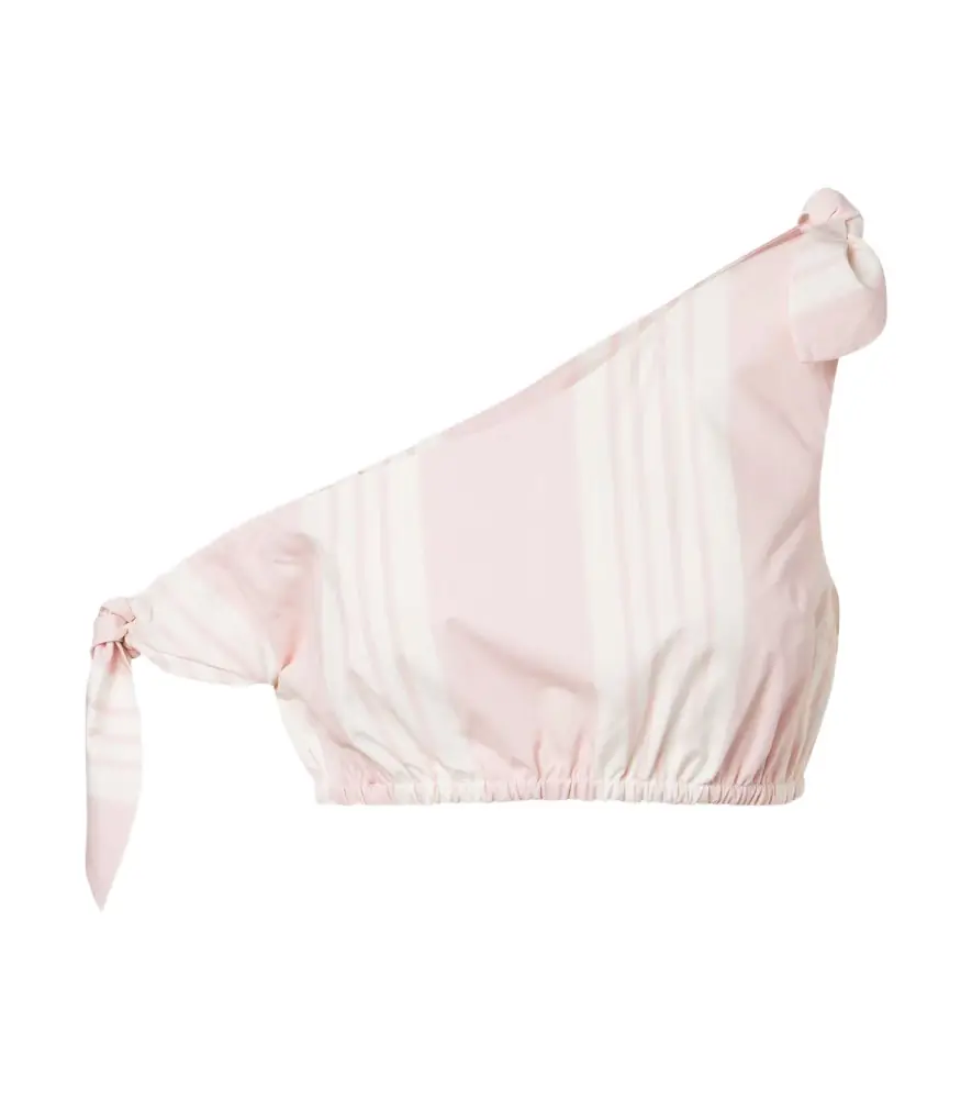Posse Rosie asymmetric striped cotton crop top