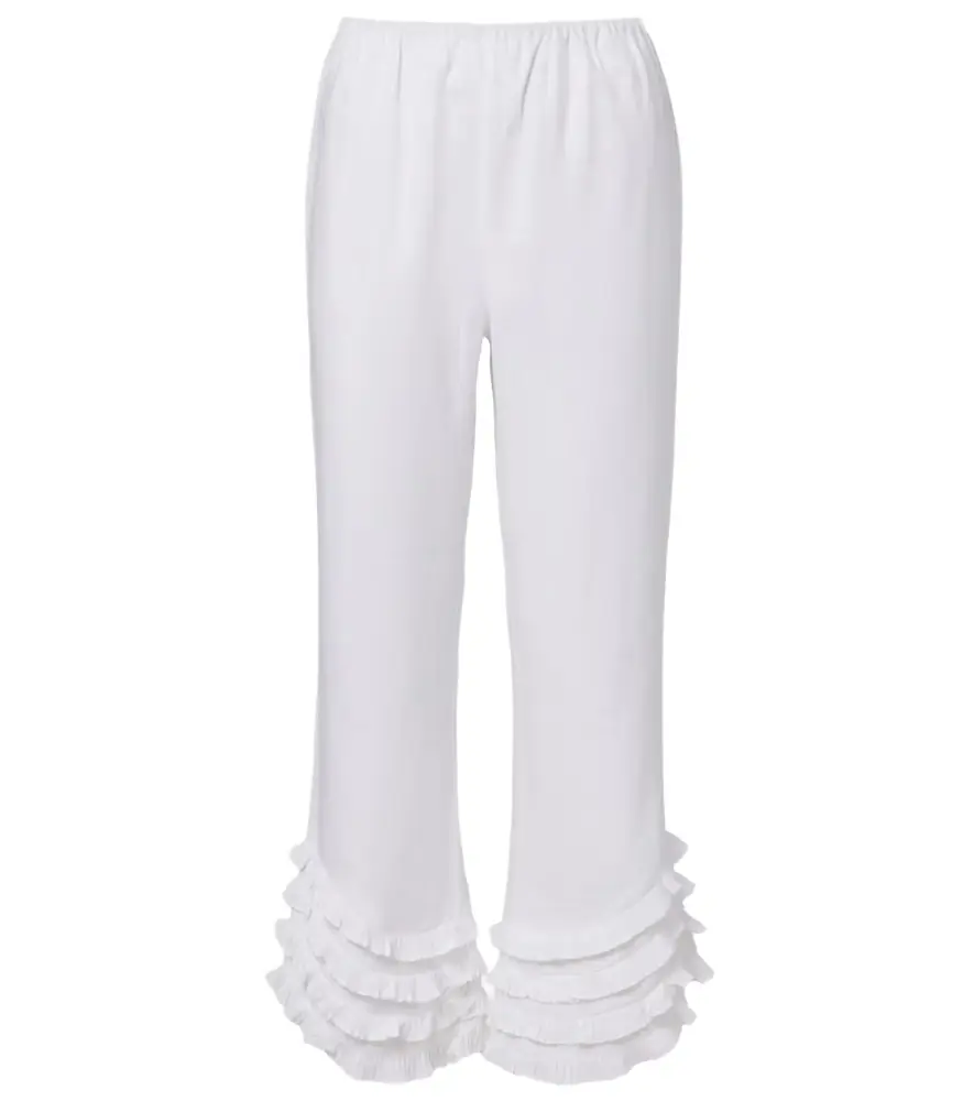 Posse Florence ruffled linen wide-leg pants
