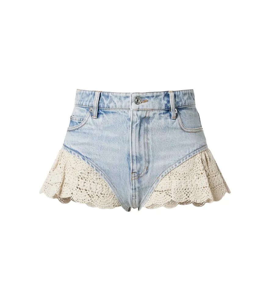 Frame Crochet denim shorts
