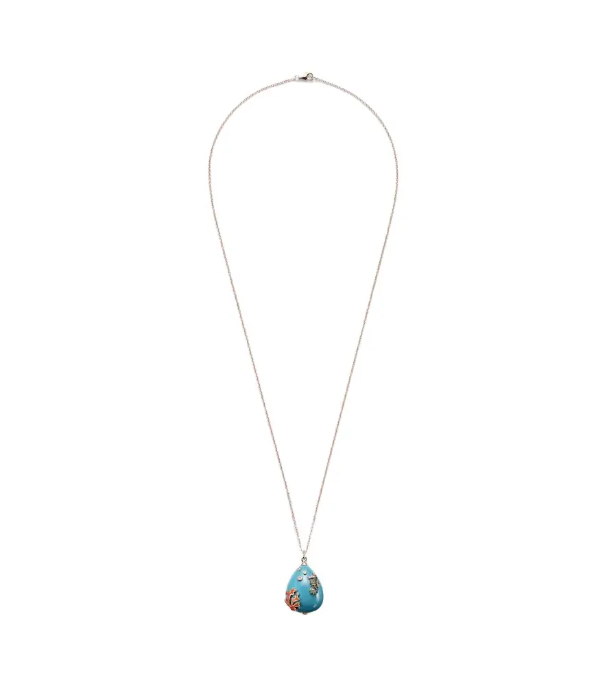 Yvonne Leon Yvonne Léon Pendentif L'océan 9kt gold necklace with turquoise, diamonds, and gemstones