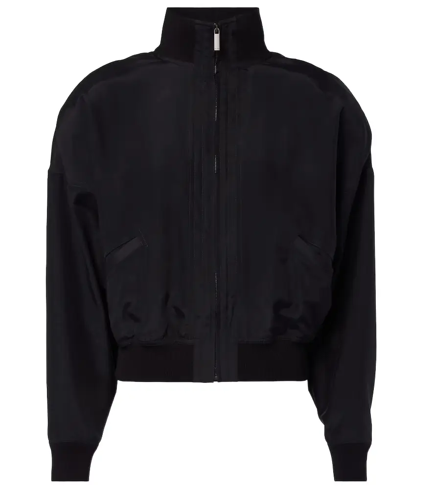Silk poplin bomber jacket