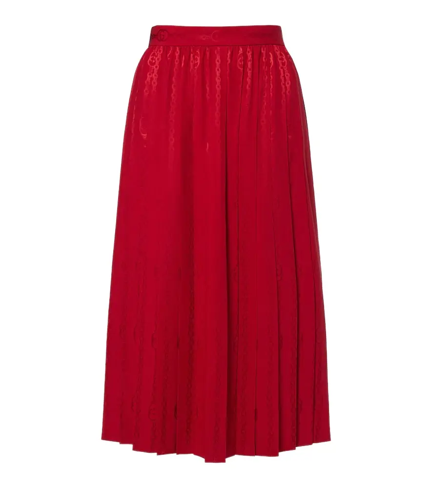 Interlocking G silk jacquard midi skirt