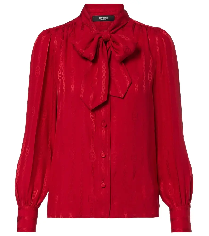 Interlocking G silk jacquard blouse