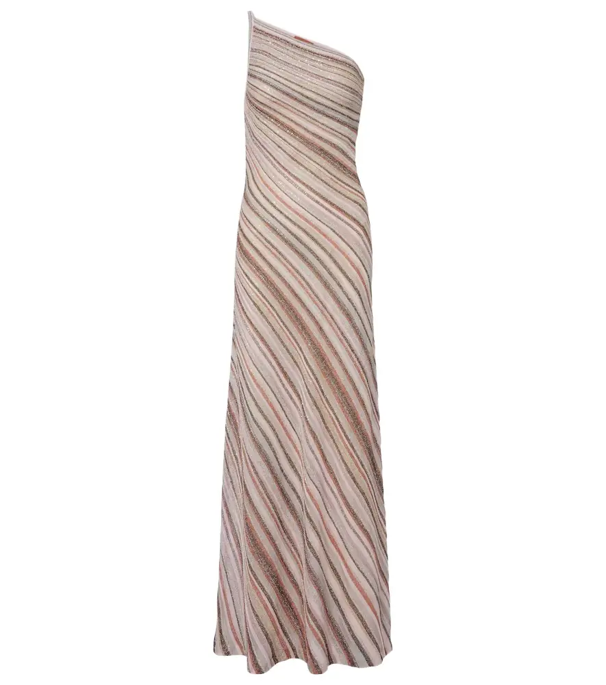 Missoni Sequined one-shoulder lamé maxi dress