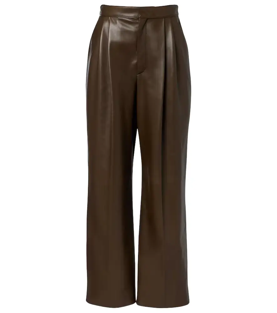 Bottega Veneta Pleated leather straight pants