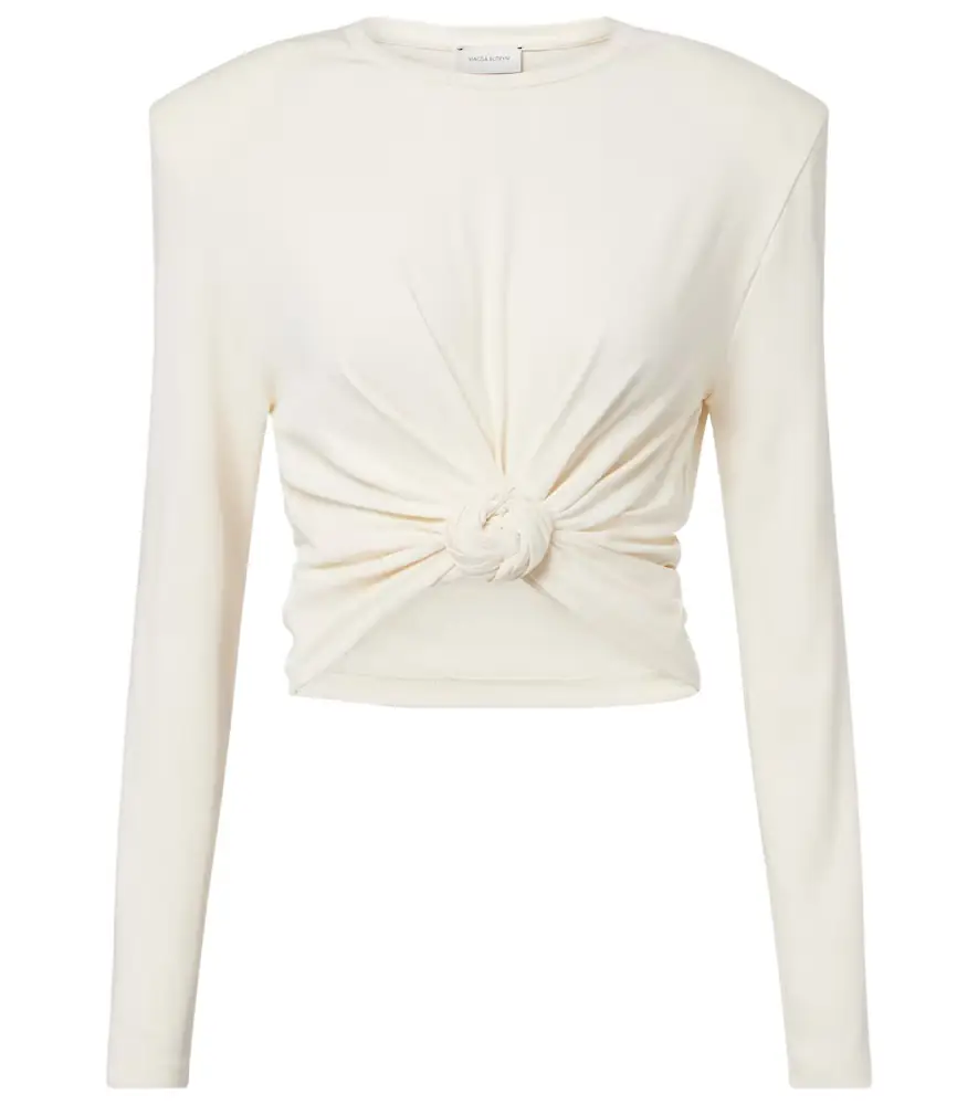 Magda Butrym Cropped cotton-blend jersey top