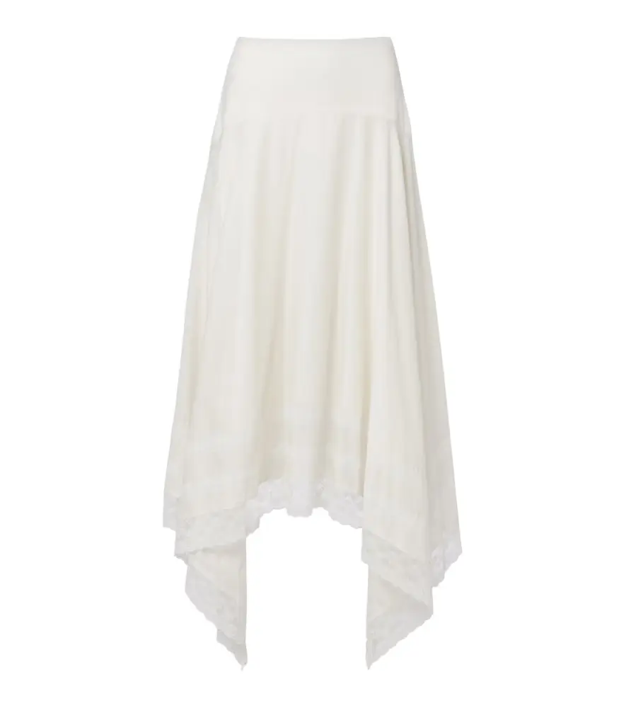 Staud Ainsley lace-trimmed cotton voile midi skirt