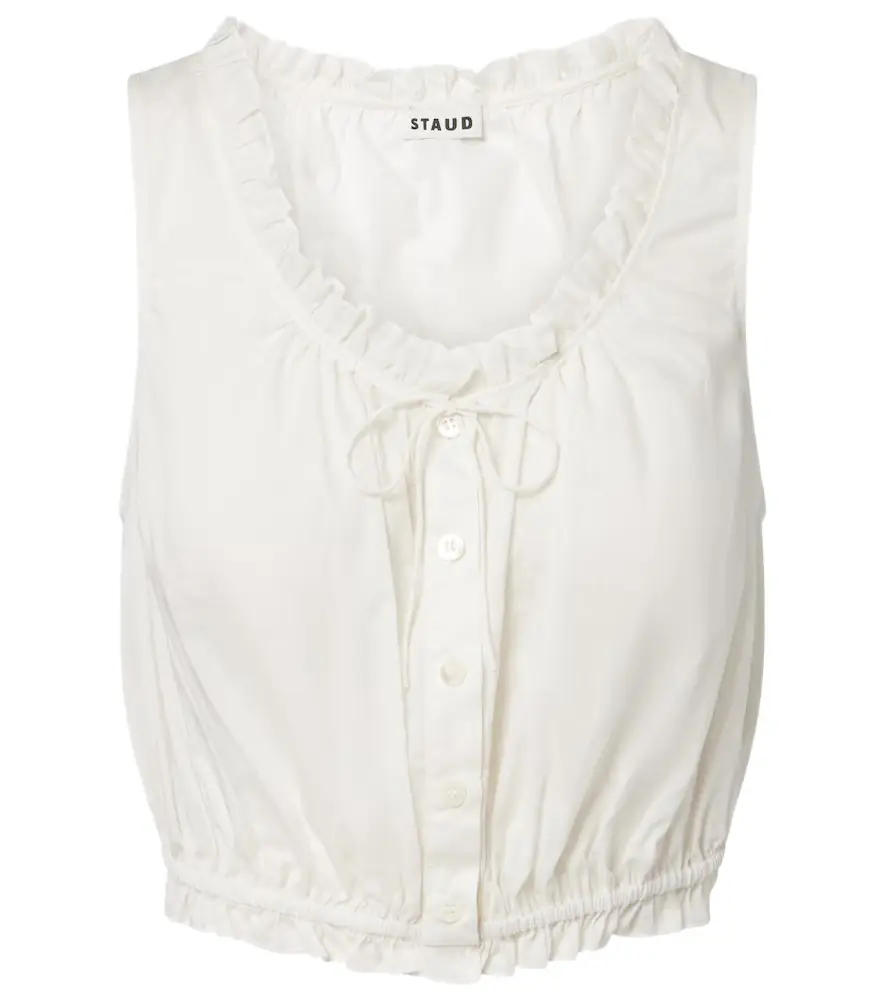 Staud Sicilia lace-trimmed cotton voile top