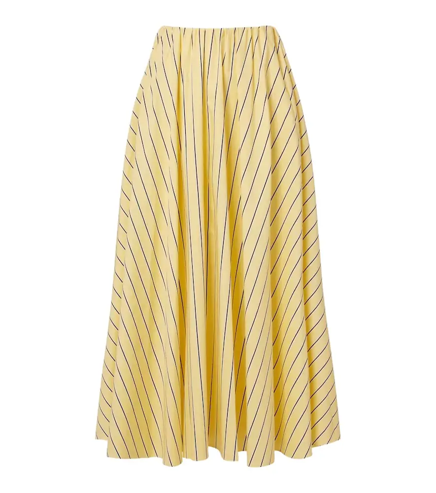 Staud Milano striped cotton maxi skirt