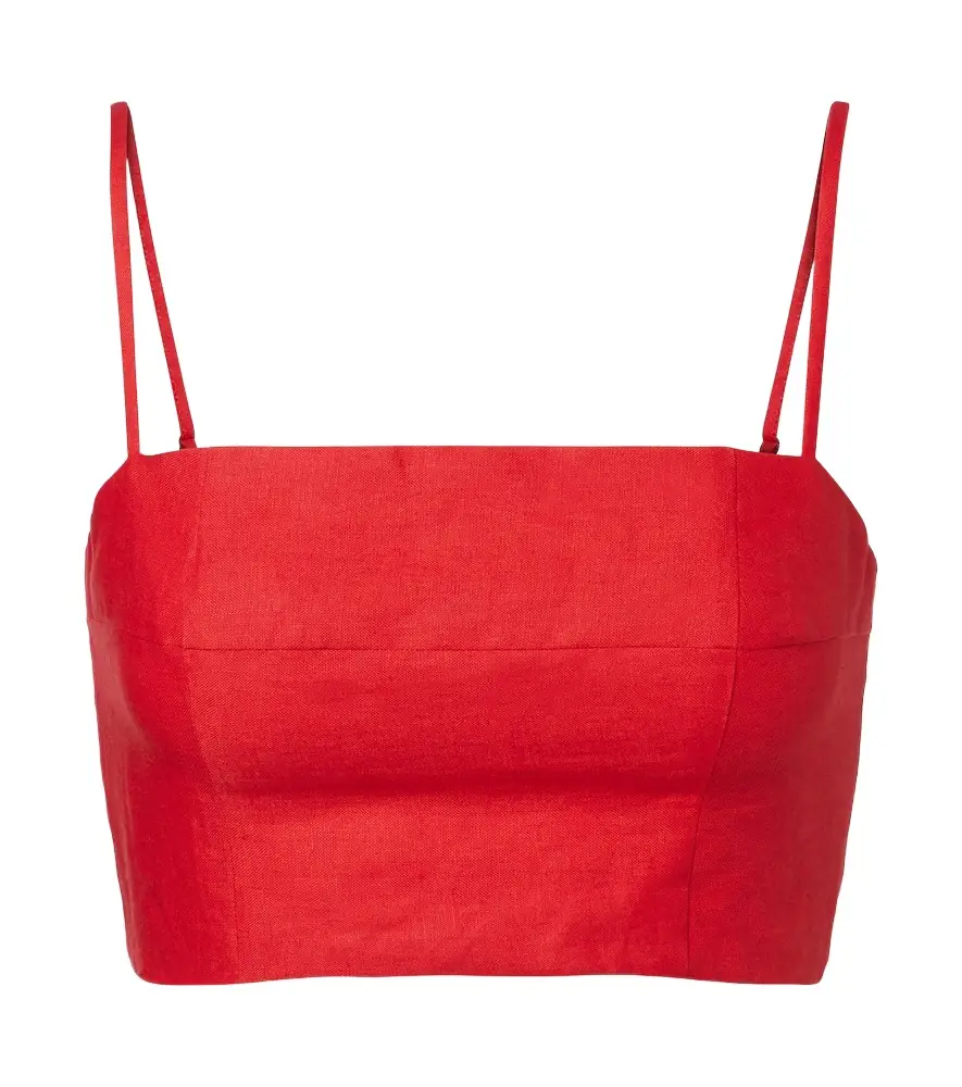Staud Federico linen crop top