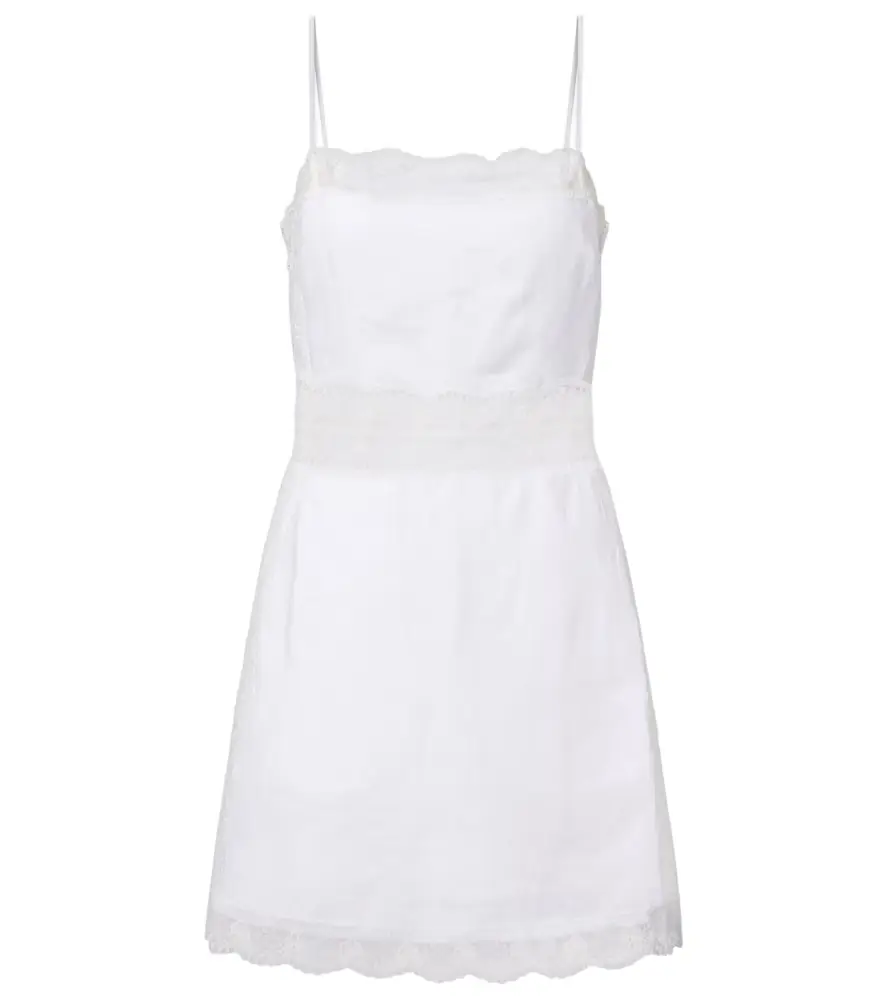 Staud Amalina lace-trimmed linen minidress