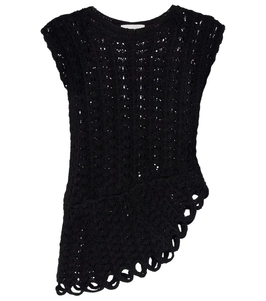 Loulou de Saison Saez asymmetric scalloped crochet top