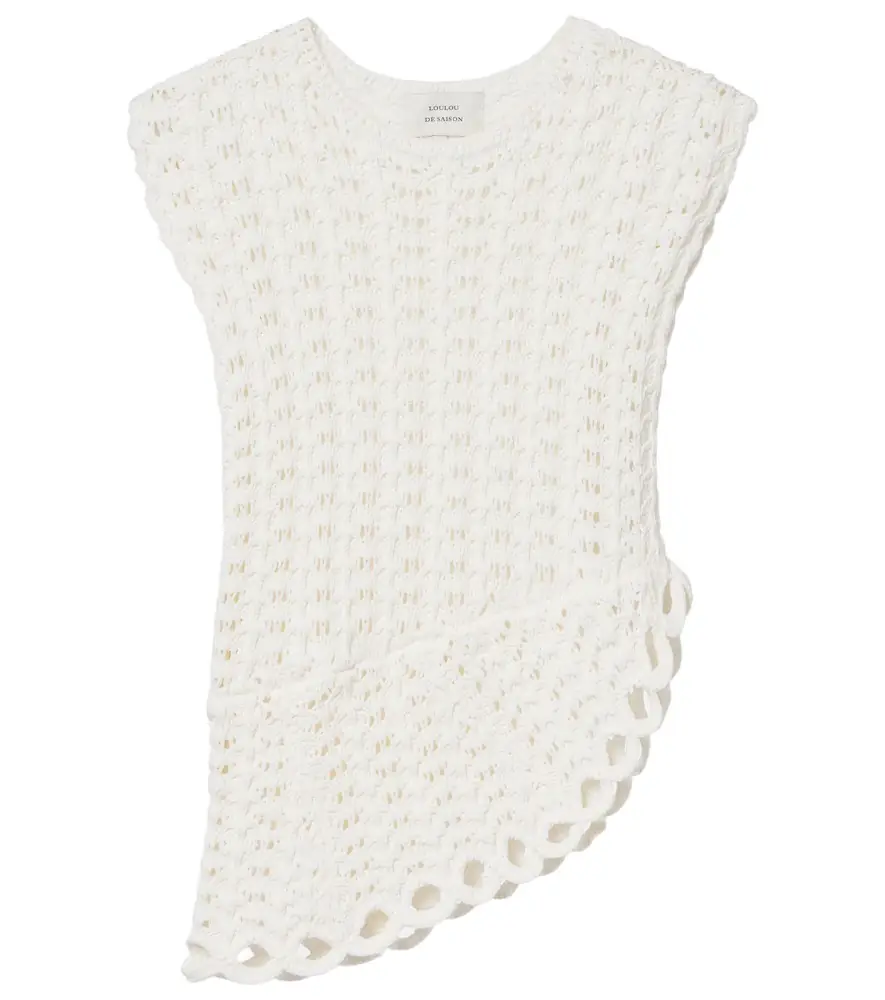 Loulou de Saison Saez asymmetric scalloped crochet top