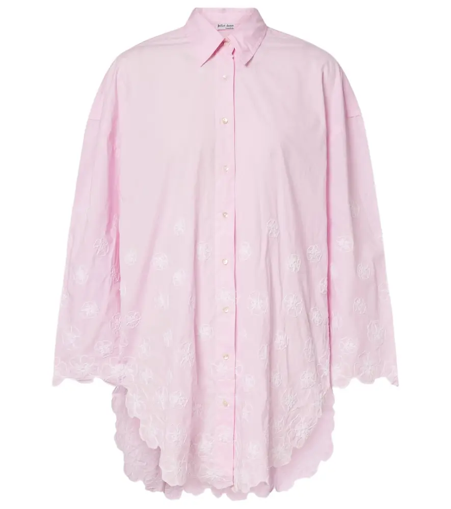Juliet Dunn Embroidered cotton poplin shirt