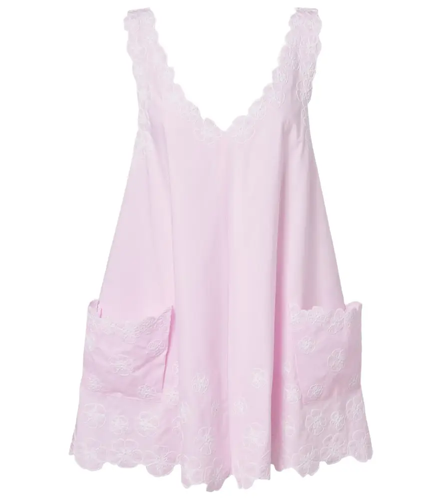 Juliet Dunn Embroidered cotton poplin minidress
