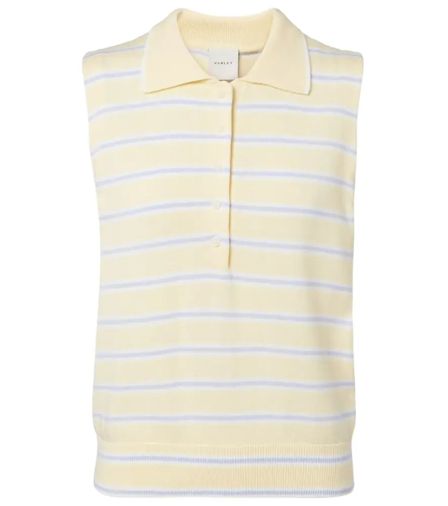 Varley Rue striped cotton-blend polo shirt
