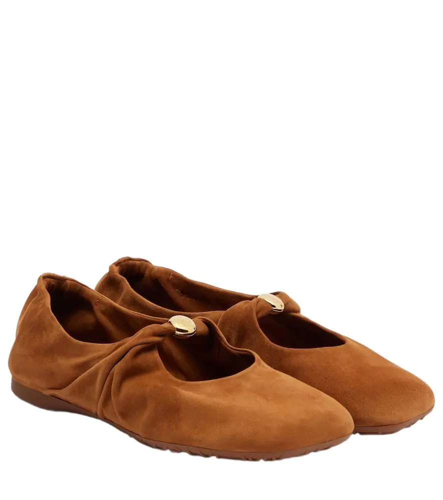 Loewe Pebble Soft suede Mary Jane flats