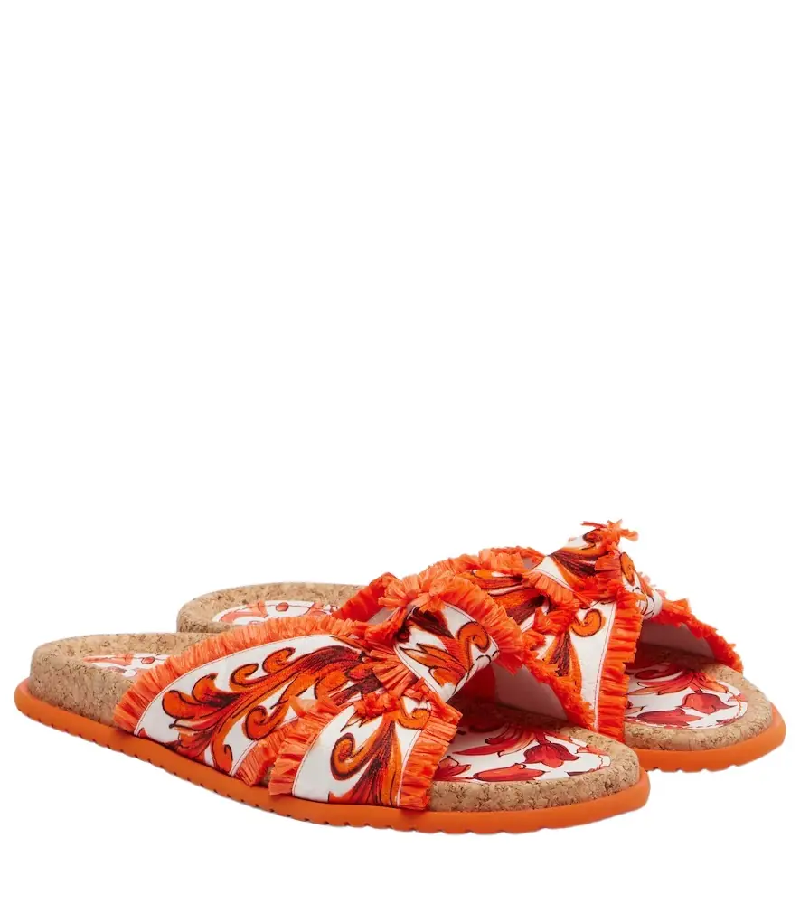 Dolce & Gabbana Majolica fringed brocade slides