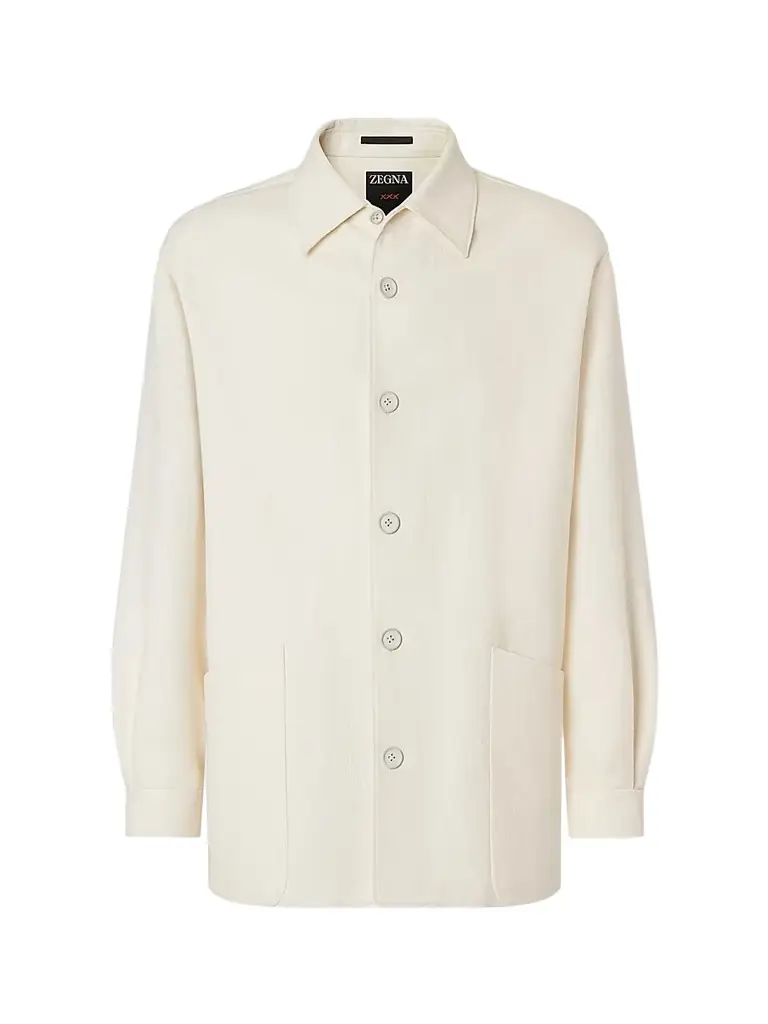 ZEGNA Men's Wool and Linen Overshirt - White