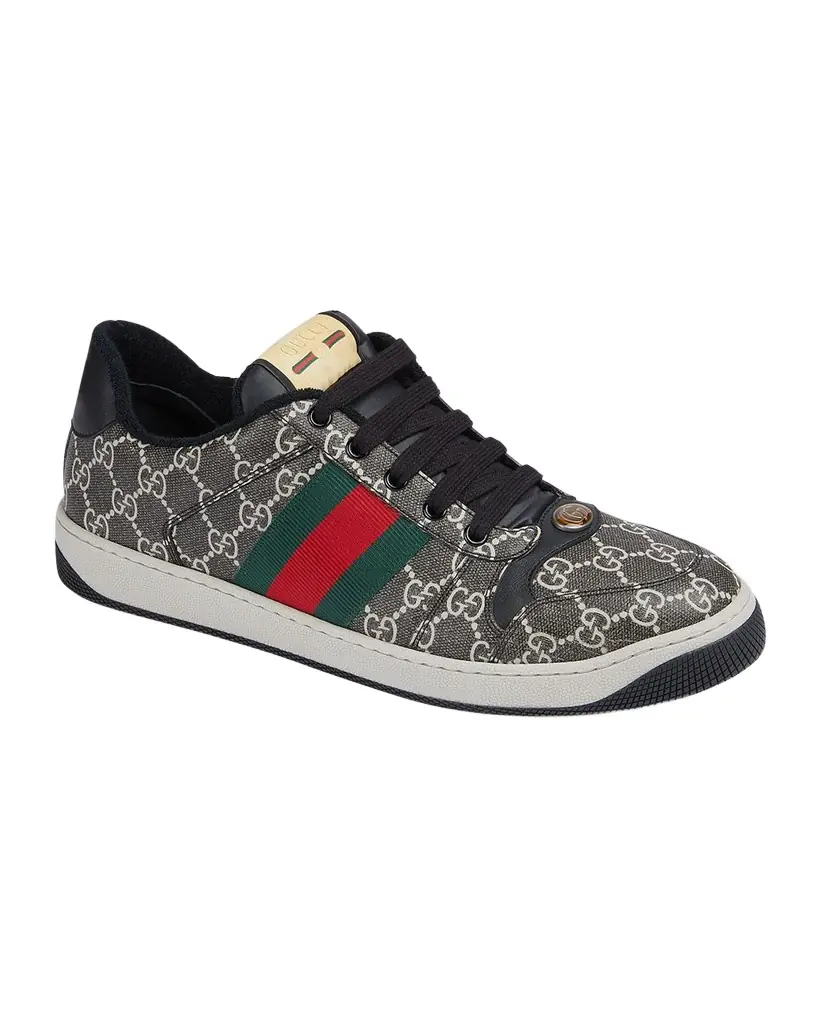 Gucci Men 's Screener GG Canvas Low-Top Sneakers with Web