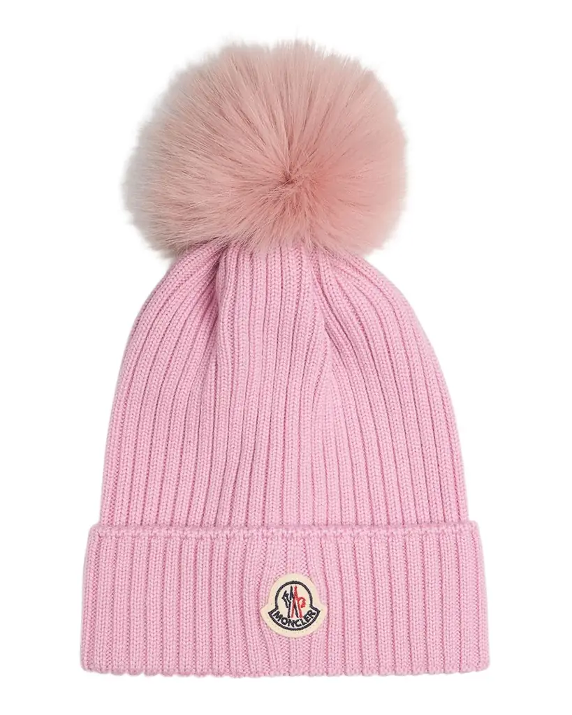 Moncler Girl 's Ribbed ogo-Patch Wool Beanie