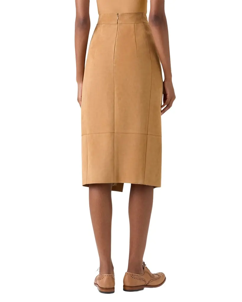 Akris Suede Front Slit Pencil Skirt