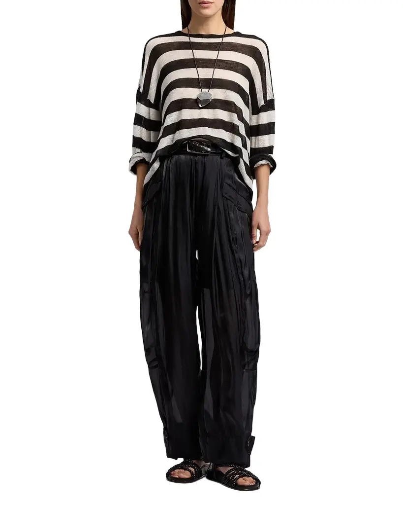 Ralph Lauren Collection Striped Silk-Linen Crewneck Sweater