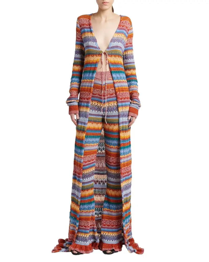 Etro Striped Open Knit Flare Trousers