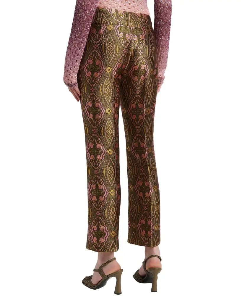 Etro Geo Brocade Straight-Leg Ankle Trousers