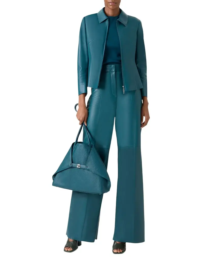 Akris Hecate Nappa Leather Fitted Jacket,