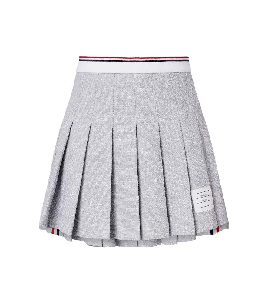 Thom Browne Pleated cotton-blend tweed miniskirt