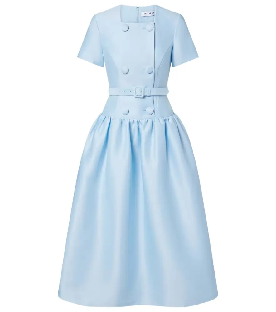 Self-Portrait Belted taffeta midi dress