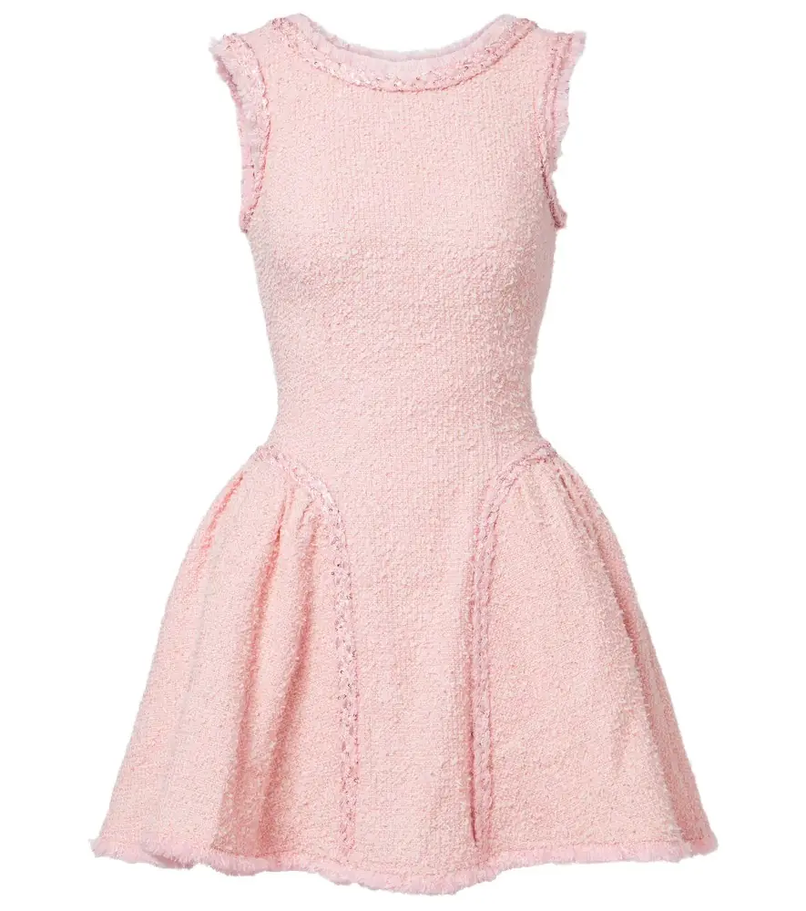 Self-Portrait Sequined bouclé tweed minidress