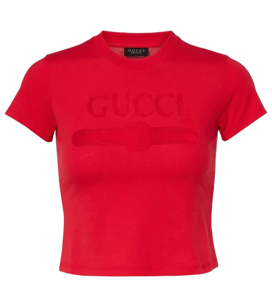 Gucci Logo cropped cotton-blend jersey T-shirt