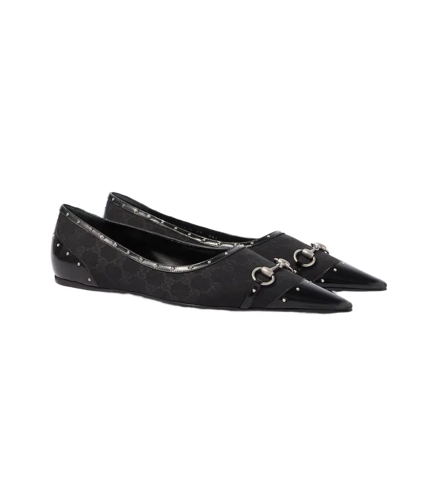 Gucci Horsebit GG Canvas studded flats - Men's Shoes