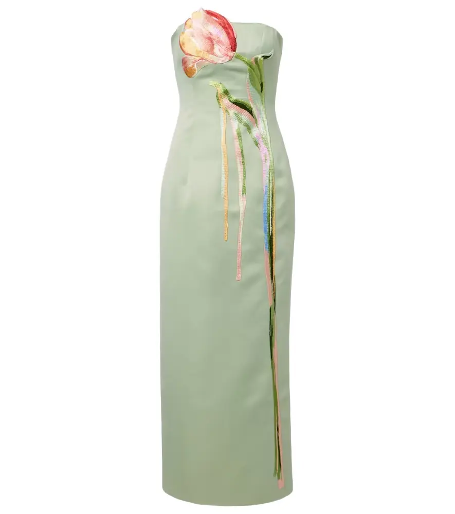 Leo Lin Marilyn floral-appliqué bustier dress