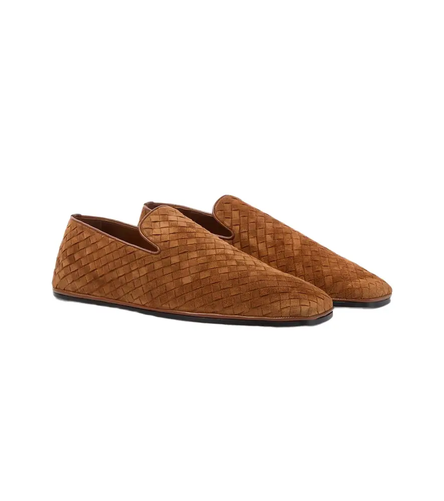 Bottega Veneta Palazzo Intrecciato suede slip-on shoes