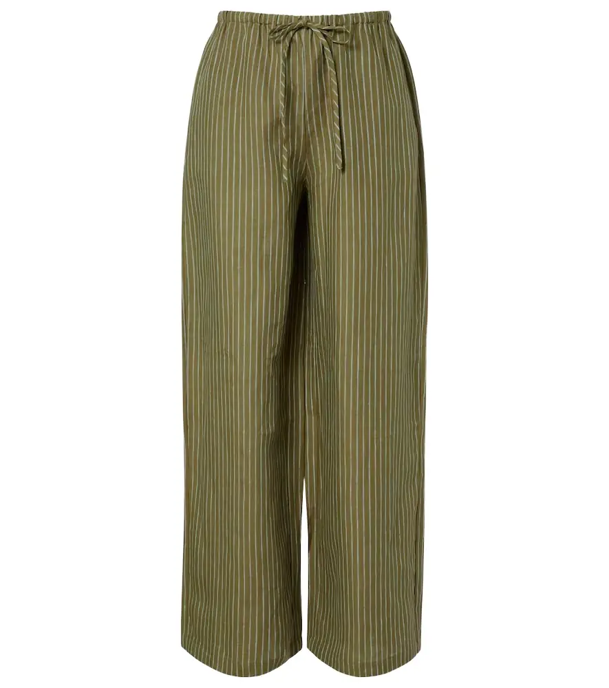 Staud Mateo pinstripe linen wide-leg pants