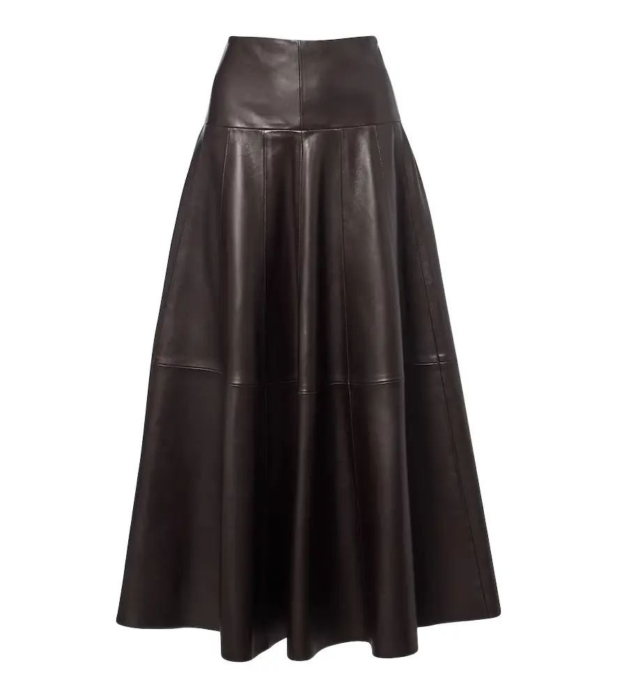 Nour Hammour Daria leather midi skirt