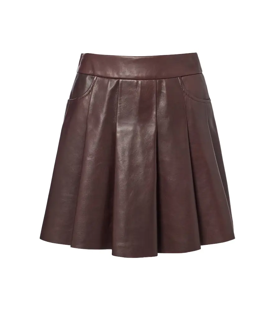 Nour Hammour Pleated leather miniskirt