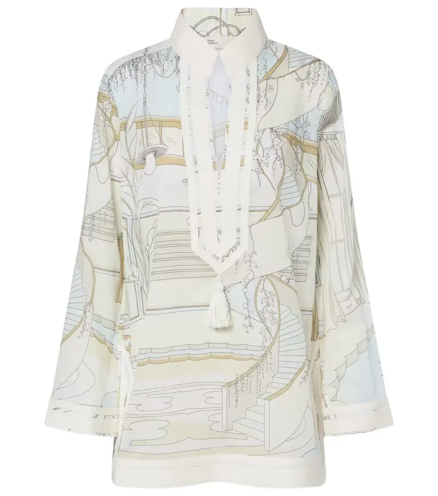 Tory Burch Printed cotton voile tunic
