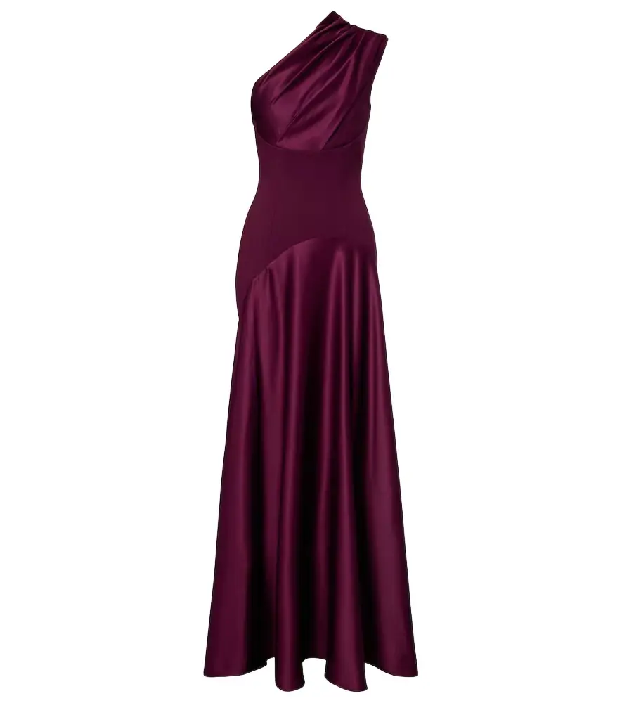Solace London Gabriela draped one-shoulder satin gown