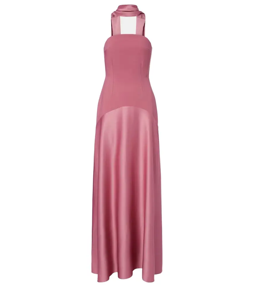 Solace London Mae satin-paneled bustier gown