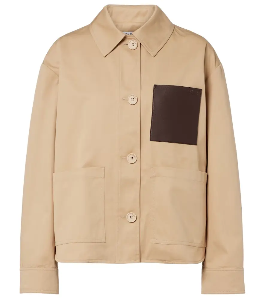 Loewe Leather-trimmed cotton jacket