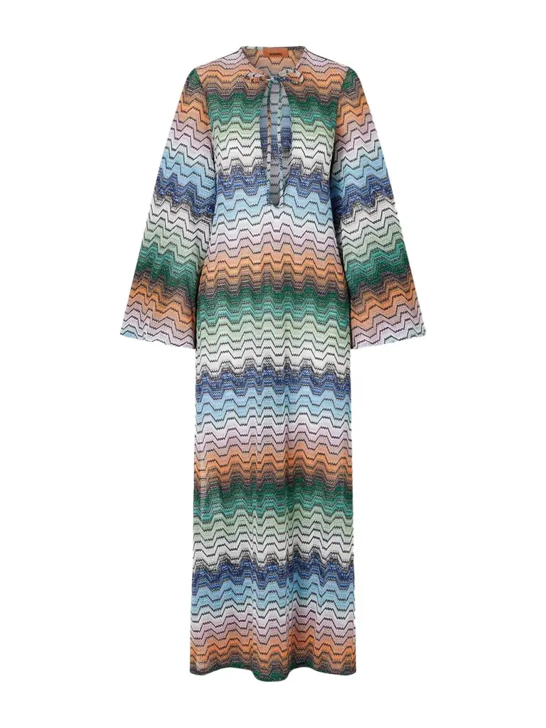 Missoni Mare Striped Metallic Crochet-knit Coverup