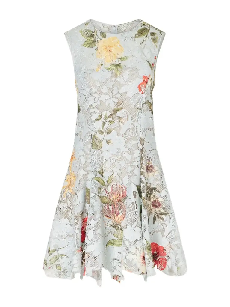 Oscar de la Renta Floral-print Lace Mini Dress