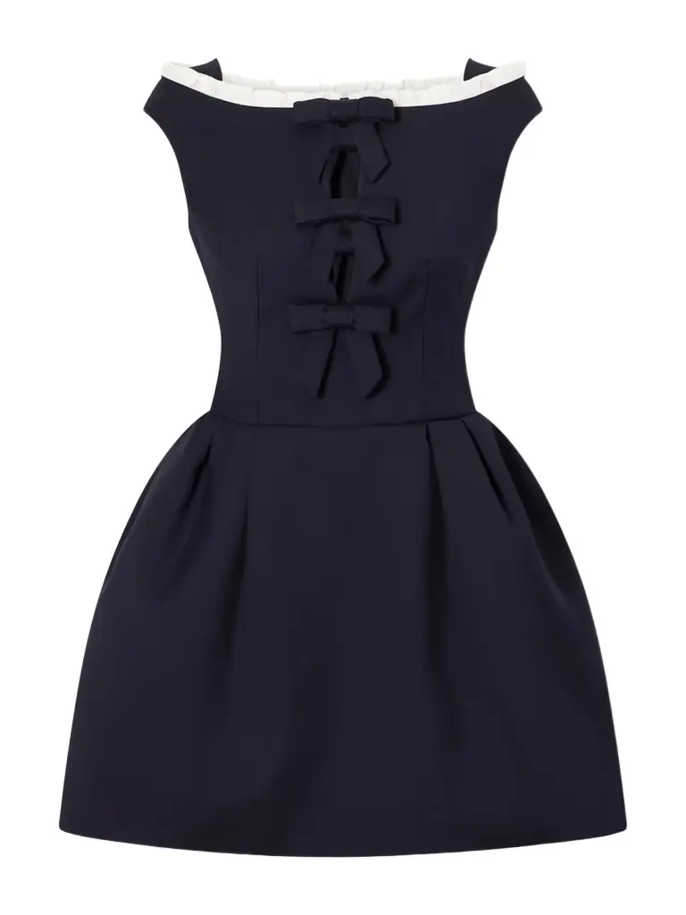 SHUSHU/TONG Bow Cut-out Sleeveless Wool Mini Dress